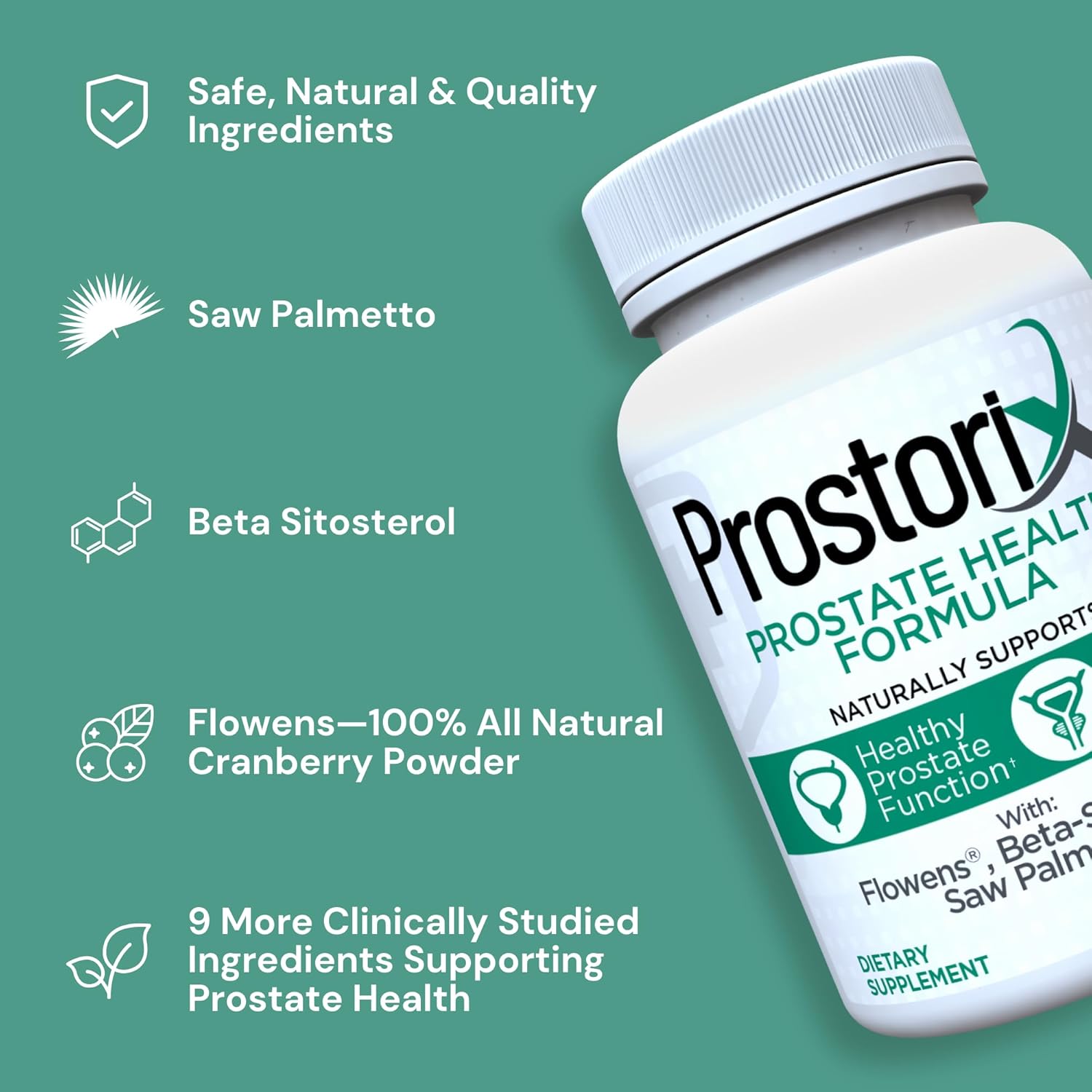 Natural Prostate Supplement for Men - Supports Prostate Health, Reduces Frequent Urination - Saw Palmetto, Beta-Sitosterol, Cranberry Powder & More