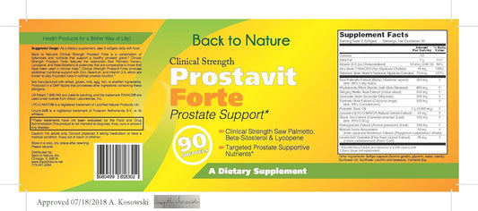 Natural Prostate Support Supplement - Back to Nature Prostavit Forte