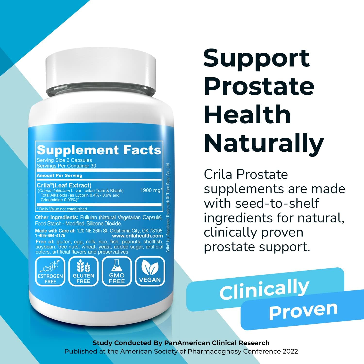 Natural Prostate Support Supplement for Men - 60 Ct. | Reduce Bathroom Trips & Improve Sleep | Patented Formula with No Saw Palmetto & Side Effects