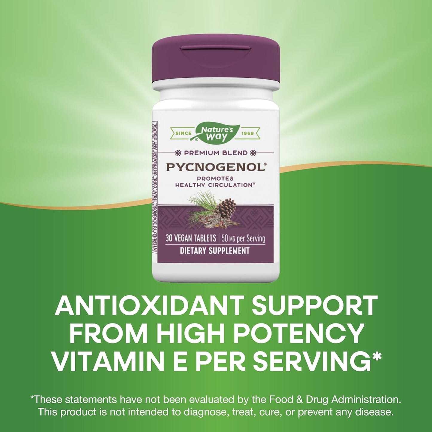 Natural Pycnogenol Supplement for Healthy Circulation - 30 Vegan Tablets