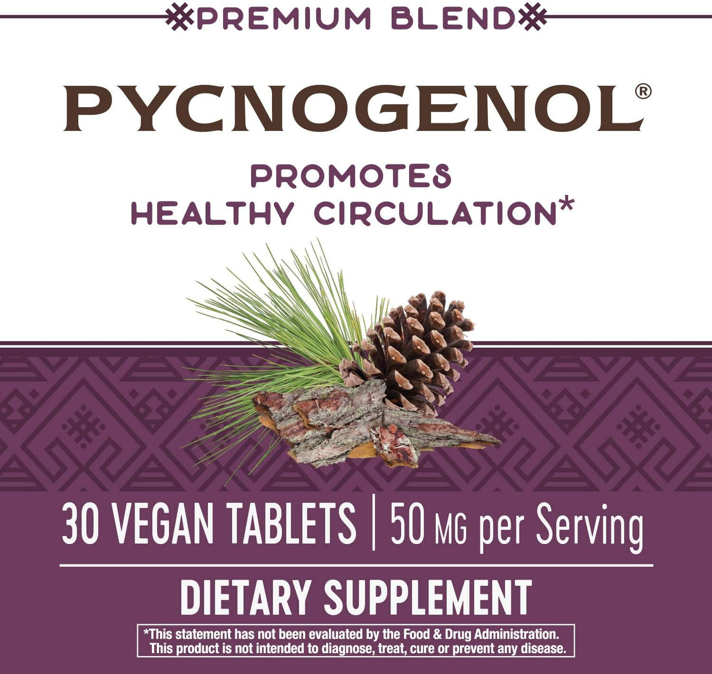 Natural Pycnogenol Supplement for Healthy Circulation - 30 Vegan Tablets