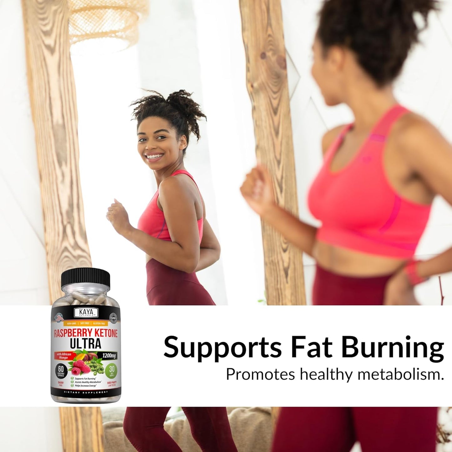 Natural Raspberry Ketone Weight Loss Supplement for Keto Diet - 60 Capsules - Appetite Control & Metabolism Boost