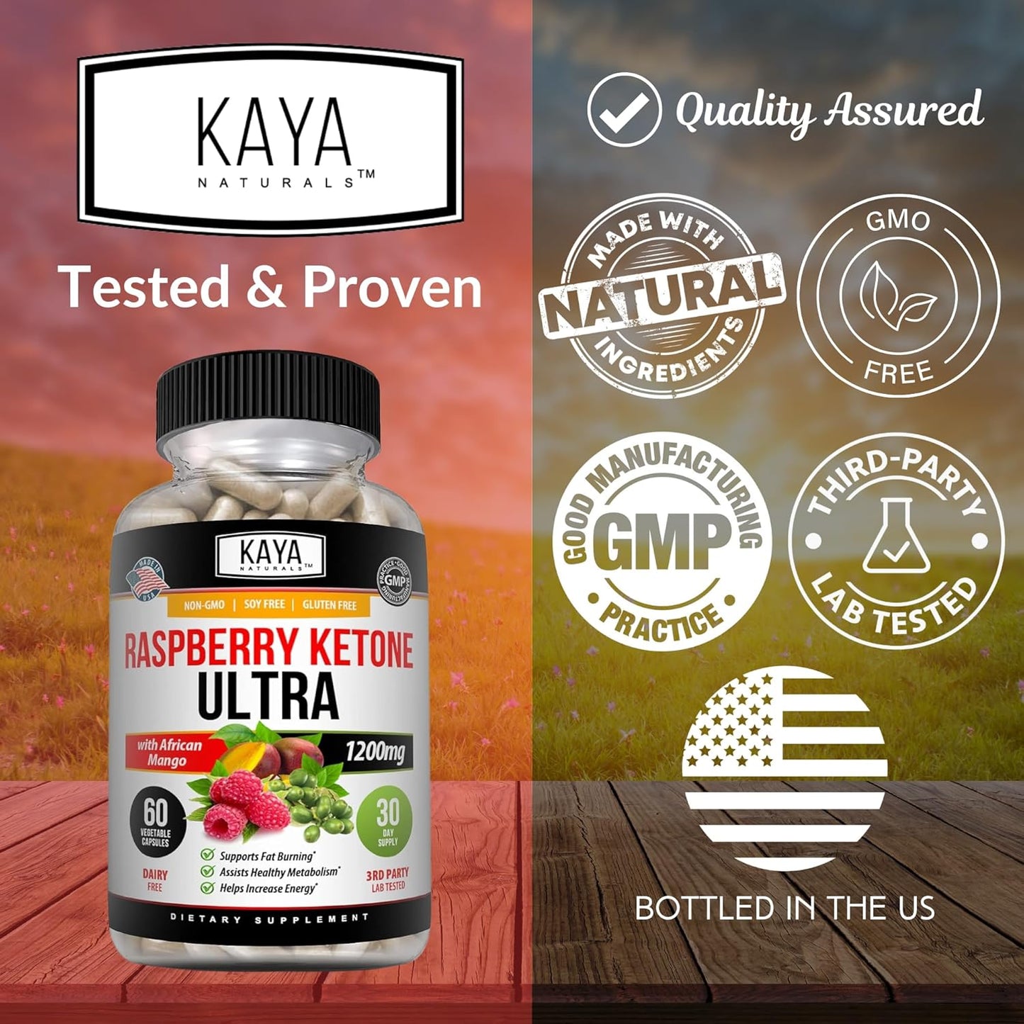 Natural Raspberry Ketone Weight Loss Supplement for Keto Diet - 60 Capsules - Appetite Control & Metabolism Boost