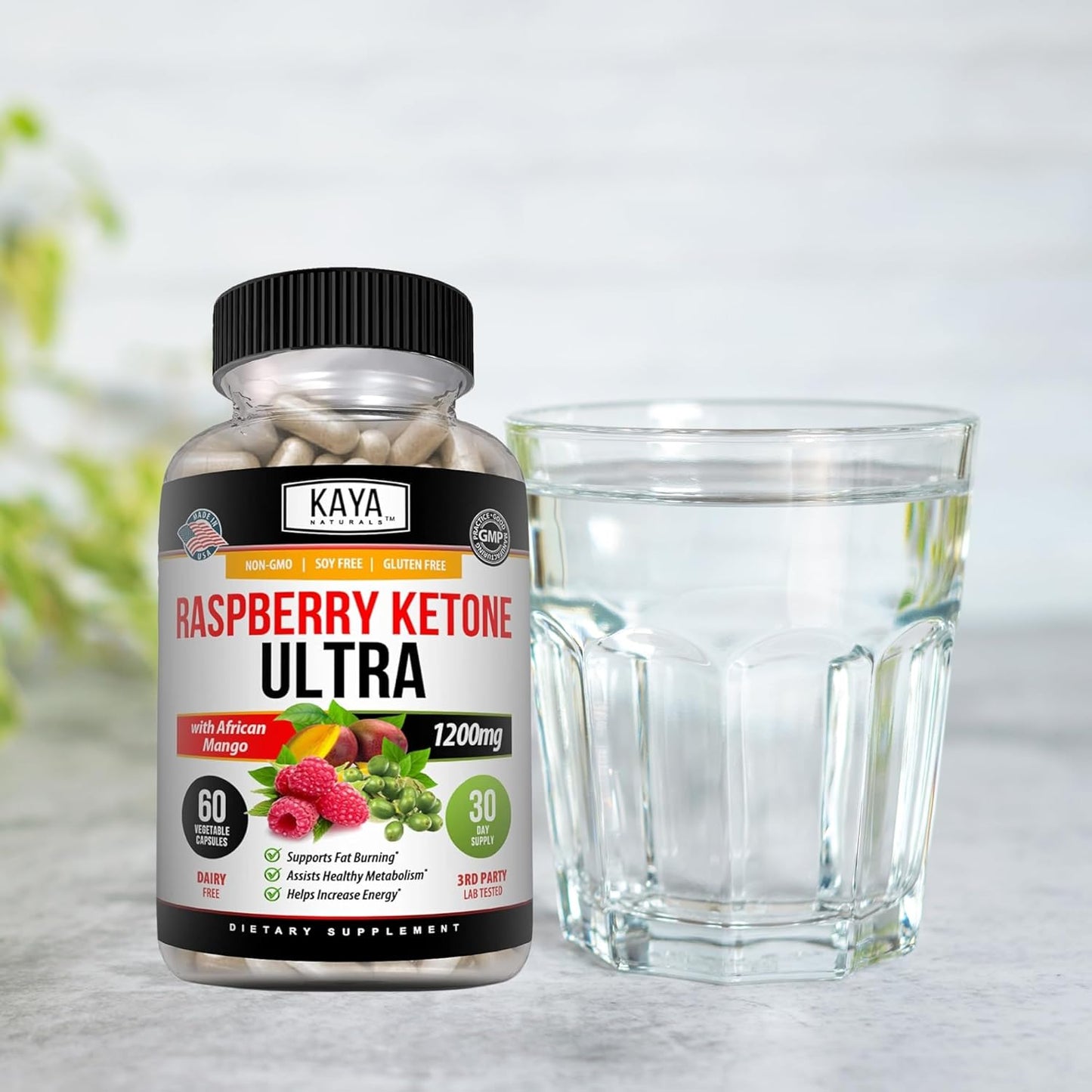 Natural Raspberry Ketone Weight Loss Supplement for Keto Diet - 60 Capsules - Appetite Control & Metabolism Boost