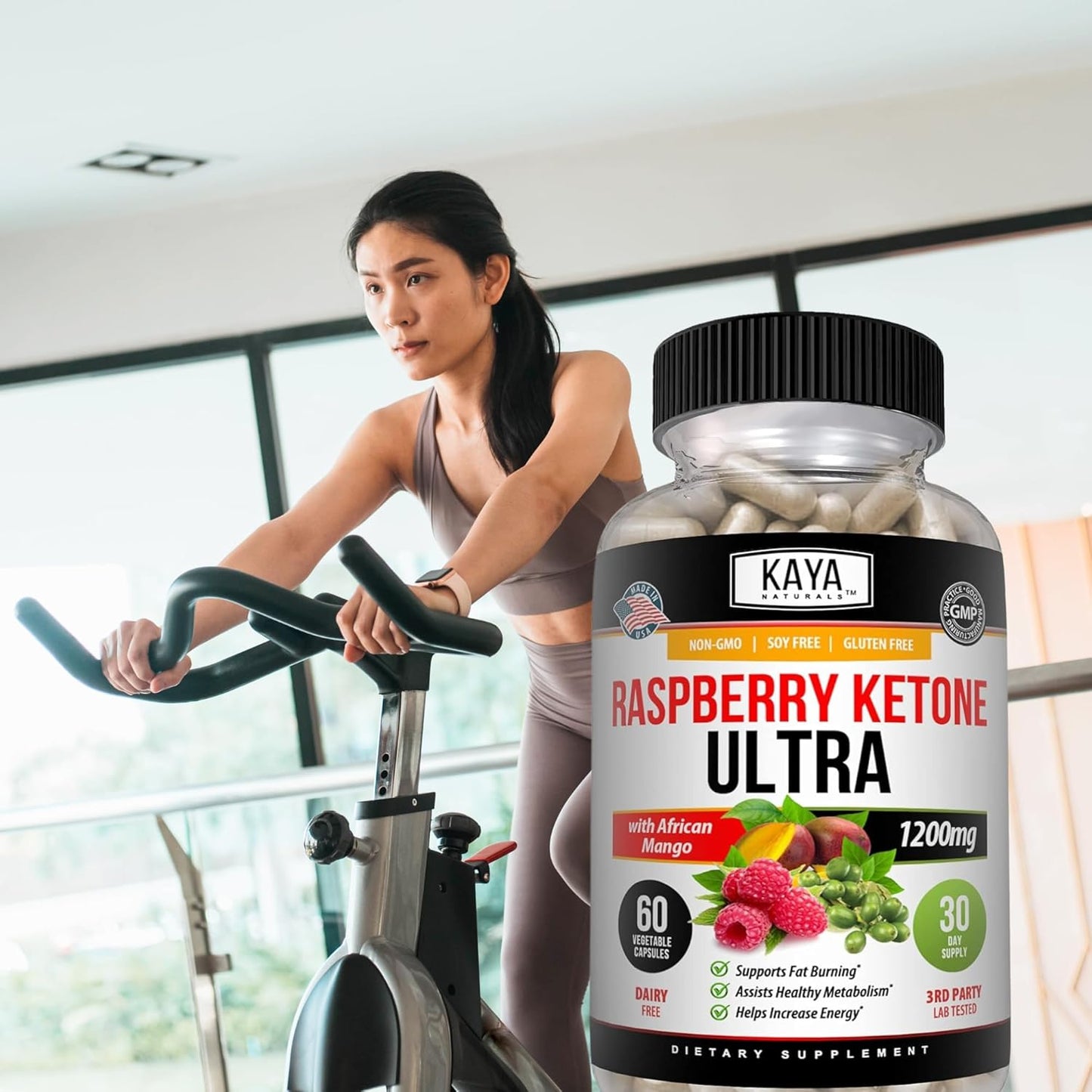 Natural Raspberry Ketone Weight Loss Supplement for Keto Diet - 60 Capsules - Appetite Control & Metabolism Boost