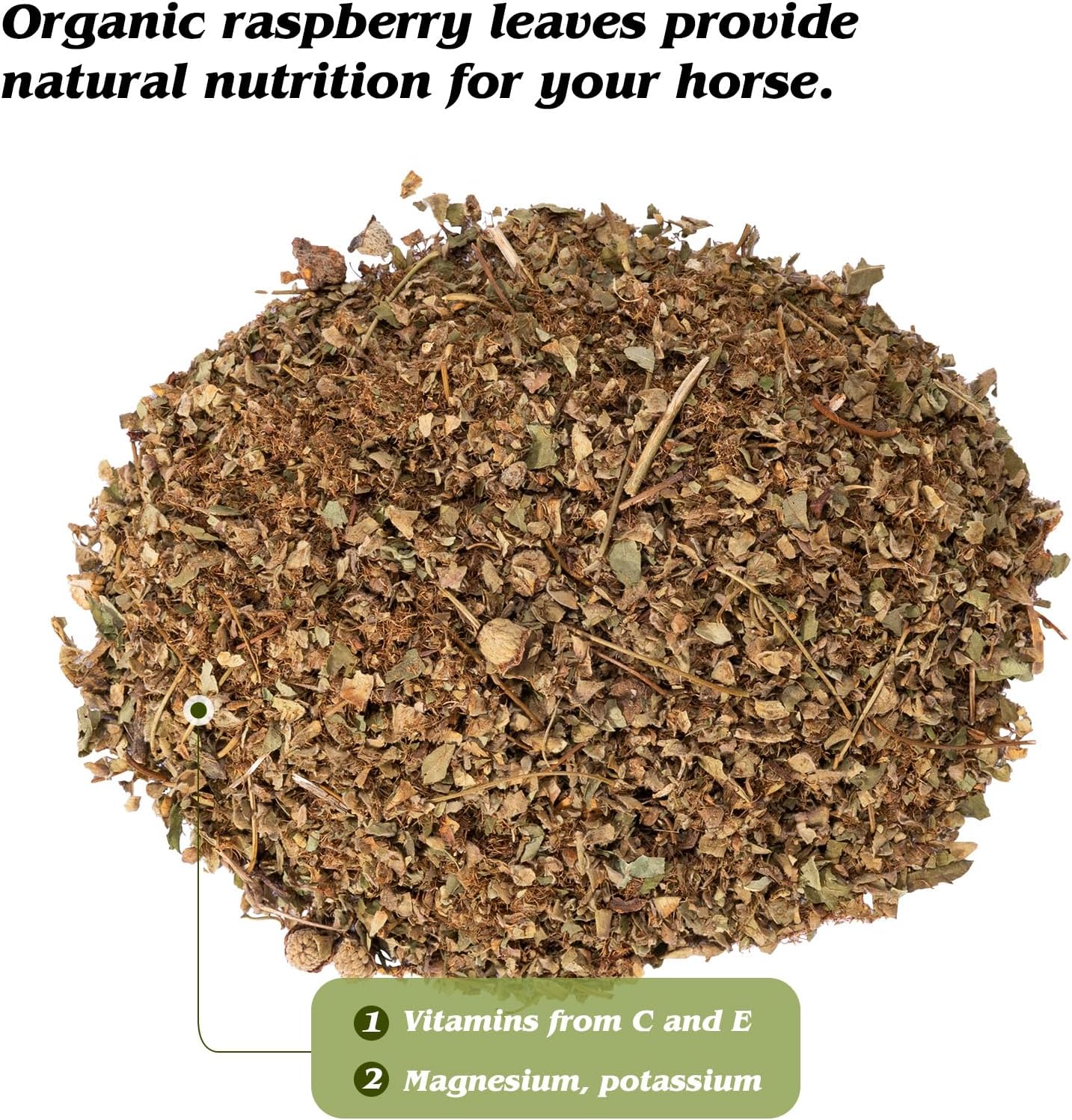 Natural Raspberry Leaf Horse Calming Supplement - 8.8 oz - Eases Anxiety and Discomfort in Mares - Calms During Heat Cycles - Suitable for Geldings