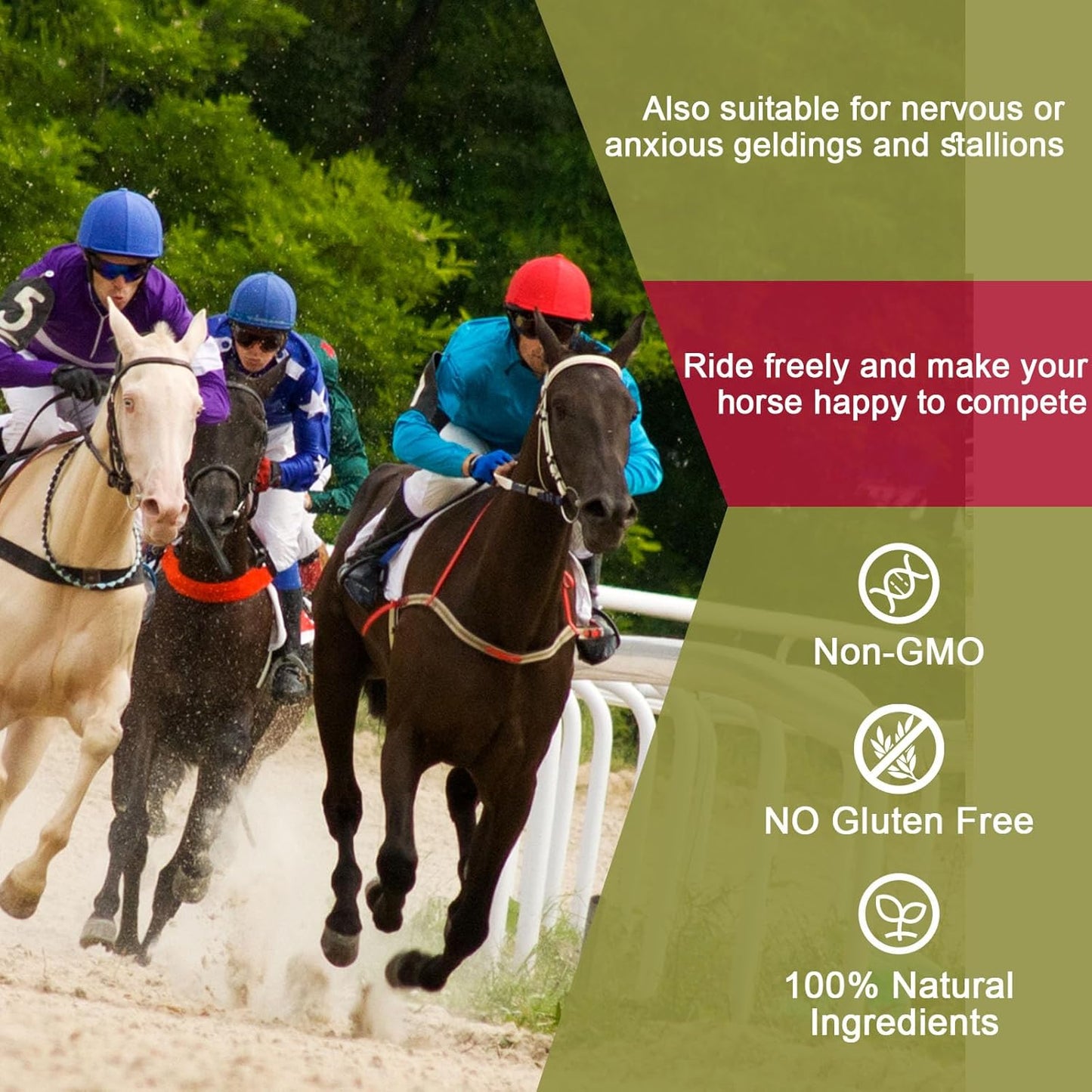 Natural Raspberry Leaf Horse Calming Supplement - 8.8 oz - Eases Anxiety and Discomfort in Mares - Calms During Heat Cycles - Suitable for Geldings