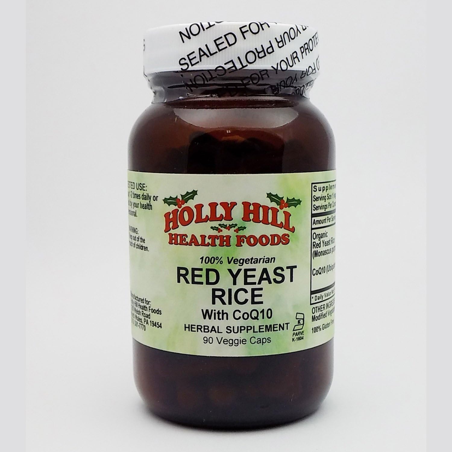 Natural Red Yeast Rice Capsules - 90 Vegetarian Capsules by Holly Hill Health Foods