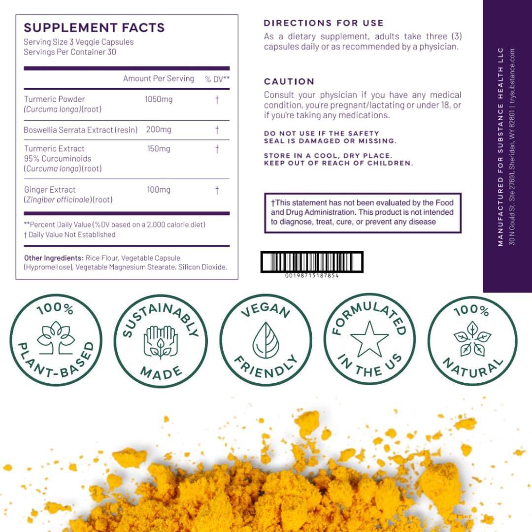 Natural Relief Blend | Turmeric, Boswellia & Ginger Supplement | Ease Body Aches & Improve Mobility | Non-GMO (30 Servings)