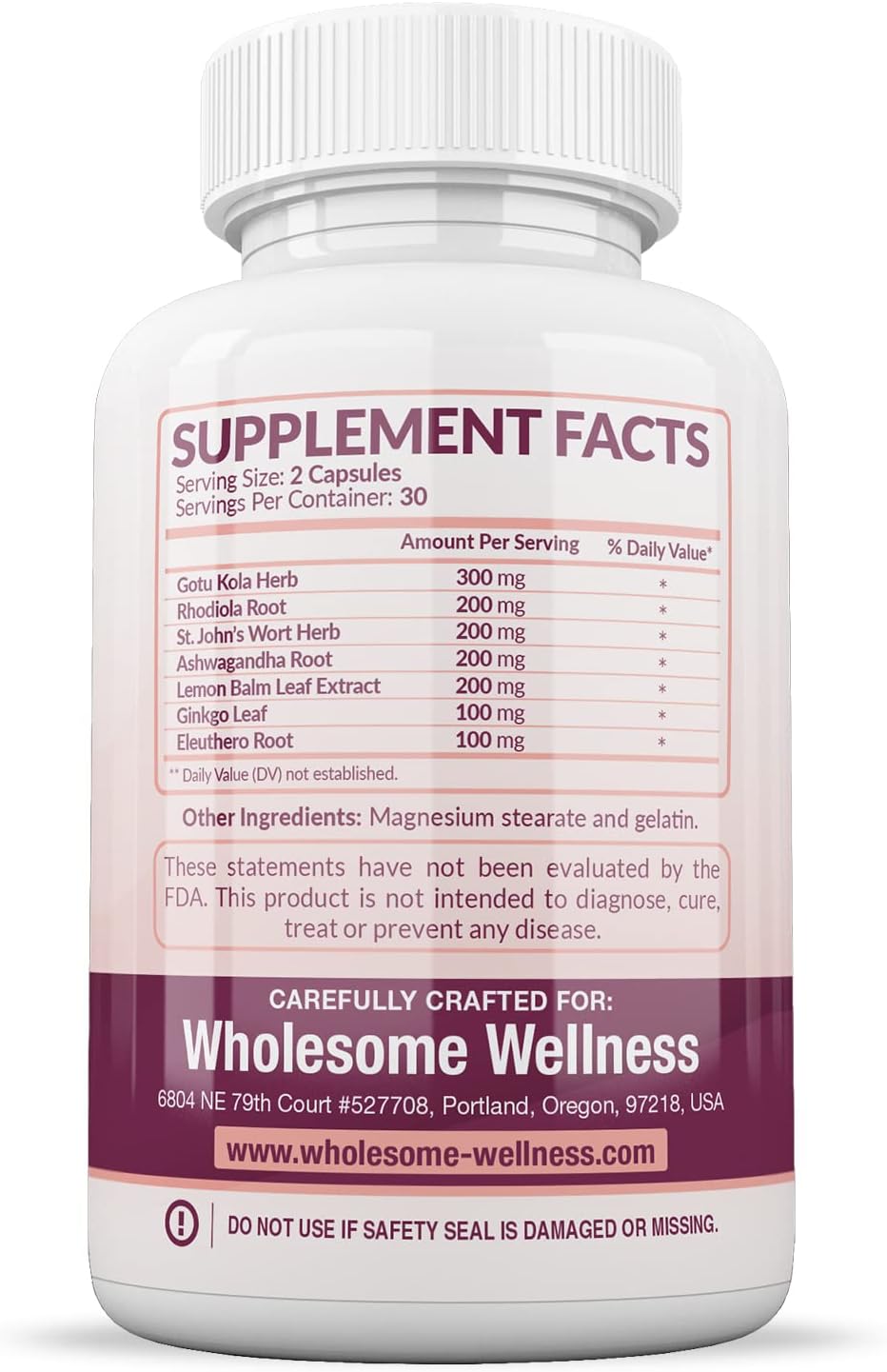 Natural Relief Supplement for Women & Men | Wholesome Wellness Happy Formula - 60 Capsules