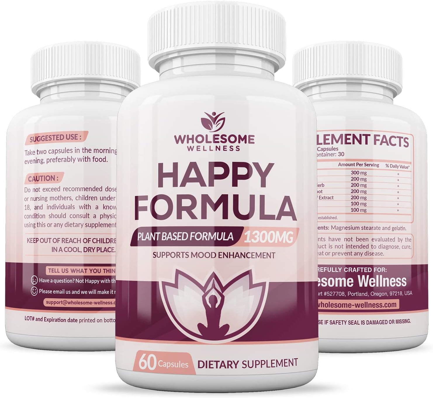 Natural Relief Supplement for Women & Men | Wholesome Wellness Happy Formula - 60 Capsules