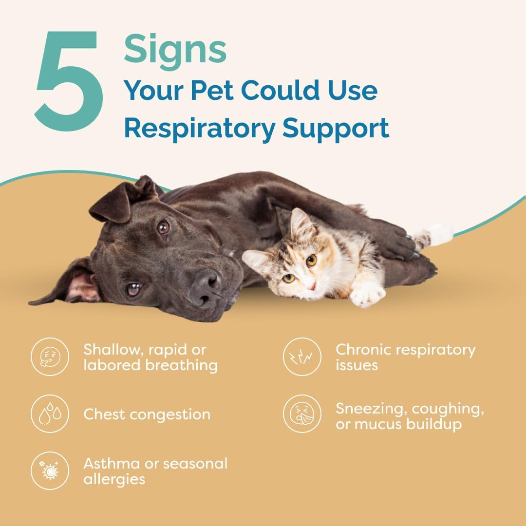 Natural Respiratory Support Supplement for Dogs & Cats | Promotes Healthy Respiratory Function | Helps with Seasonal Allergy Symptoms