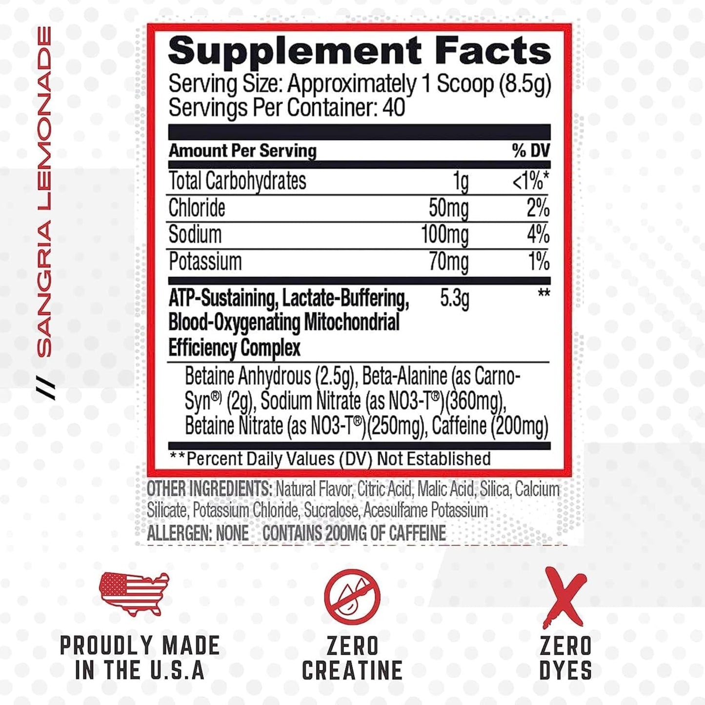 Natural Sangria Lemonade PreWorkout Powder - 40 Servings by Purus Labs CONDENSE