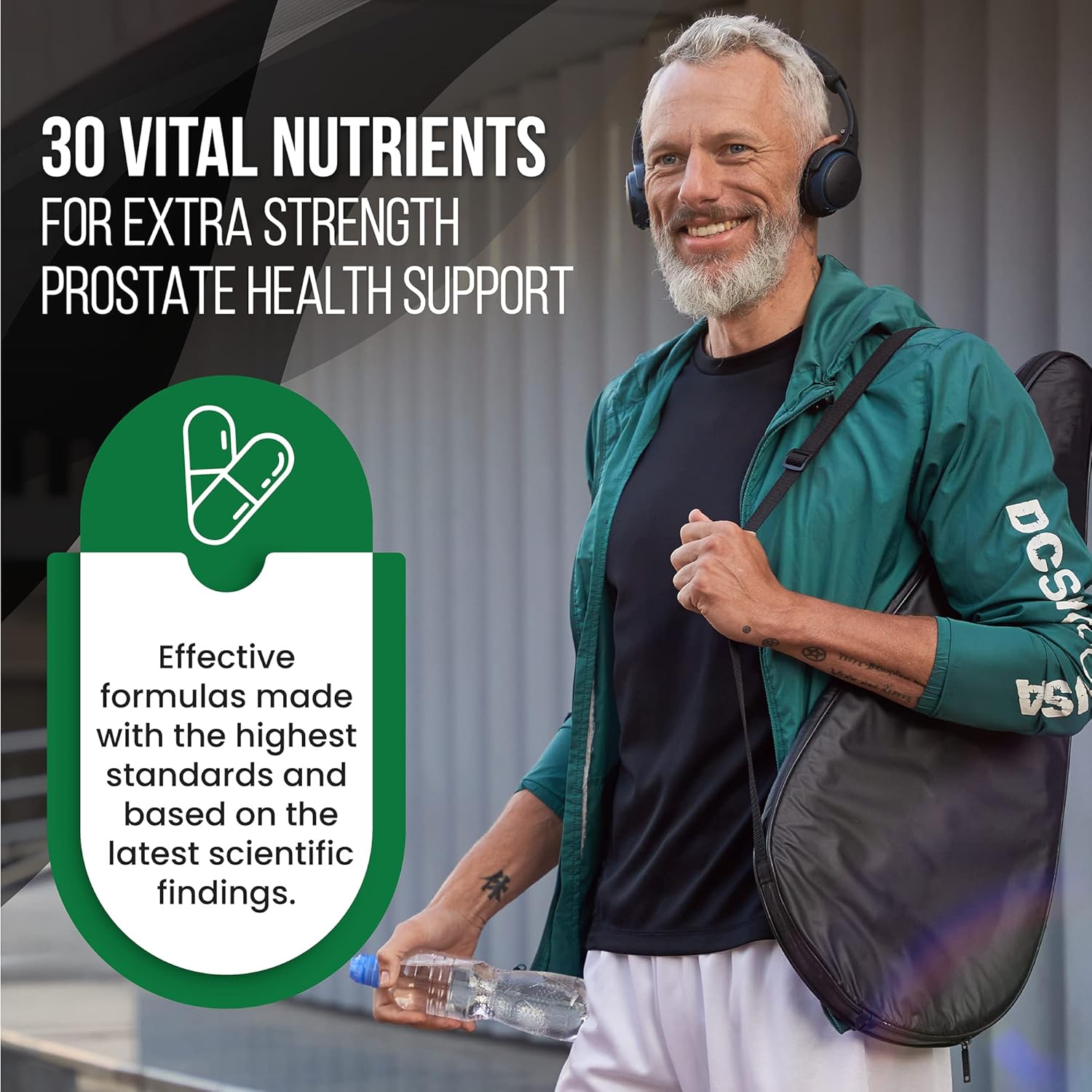 Natural Saw Palmetto Supplement for Men - Prostate & Urinary Health, Non-GMO, Gluten-Free, Supports Bladder Emptying, Reduces Inflammation & Balding - 60 Capsules