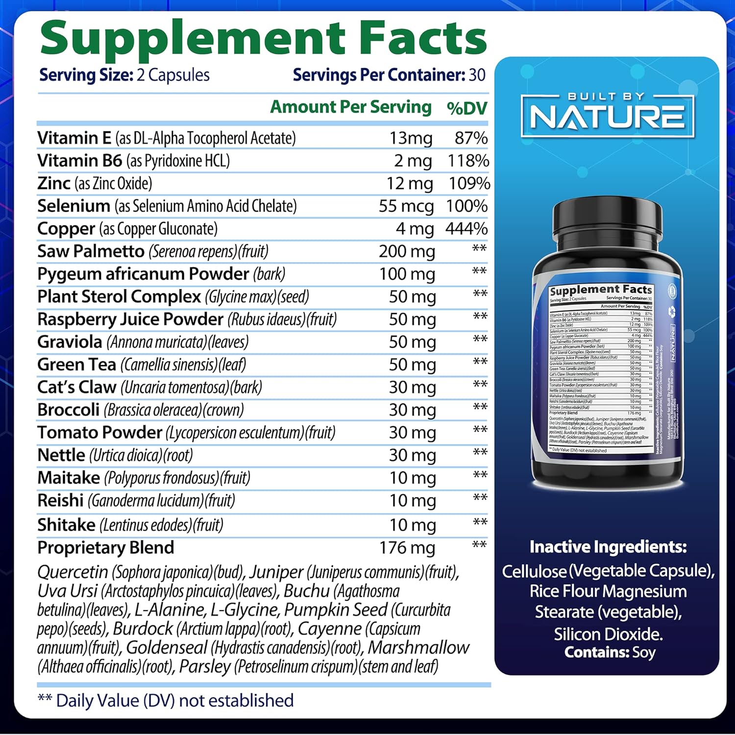 Natural Saw Palmetto Supplement for Men - Prostate & Urinary Health, Non-GMO, Gluten-Free, Supports Bladder Emptying, Reduces Inflammation & Balding - 60 Capsules