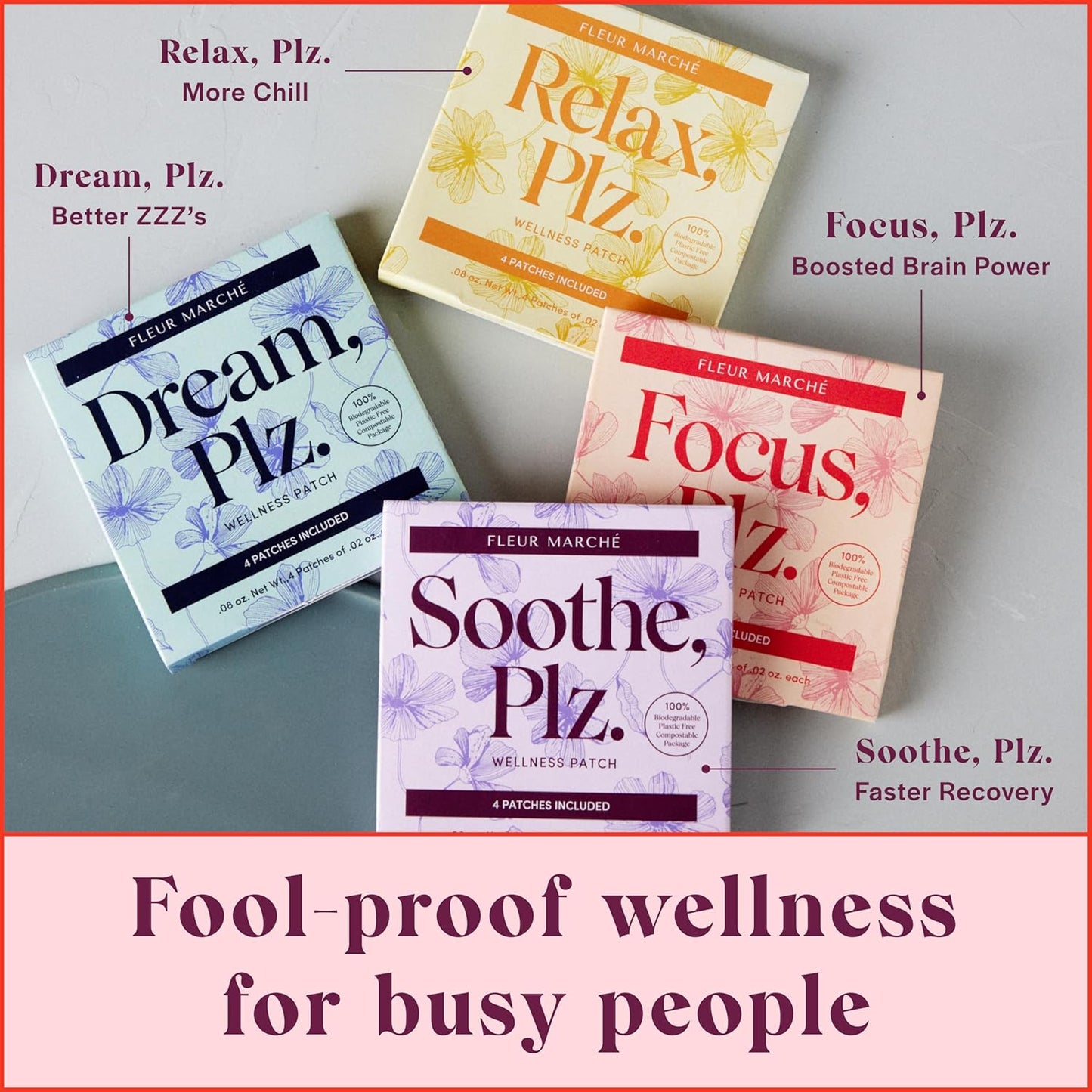 Natural Sedative Sleep Patch with Valerian Root, L-Theanine, Lavender Oil, and Hops - 28 Patches for Better ZZZ's - Highly Bioavailable Formula by Fleur Marché