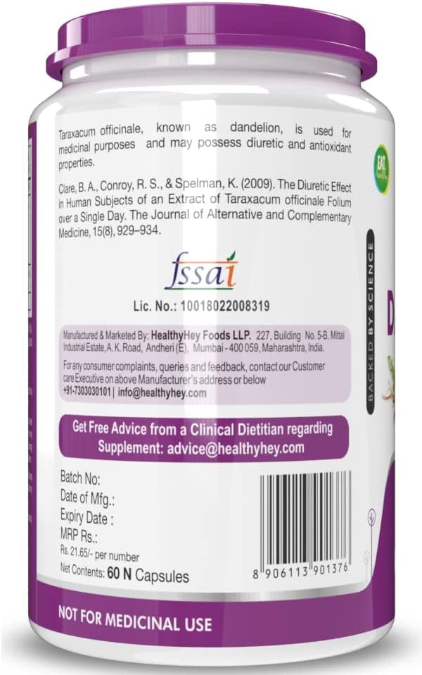 Natural Sheltr Dandelion Root Extract Capsules - 10:1 Ratio for Digestion & Diuretic Support - 60 Veg Caps