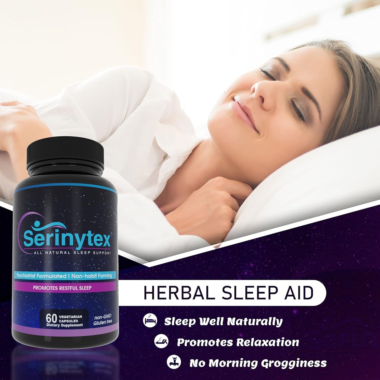 Natural Sleep Aid Supplement Formulated by Psychiatrists - SERINYTEX Sleep