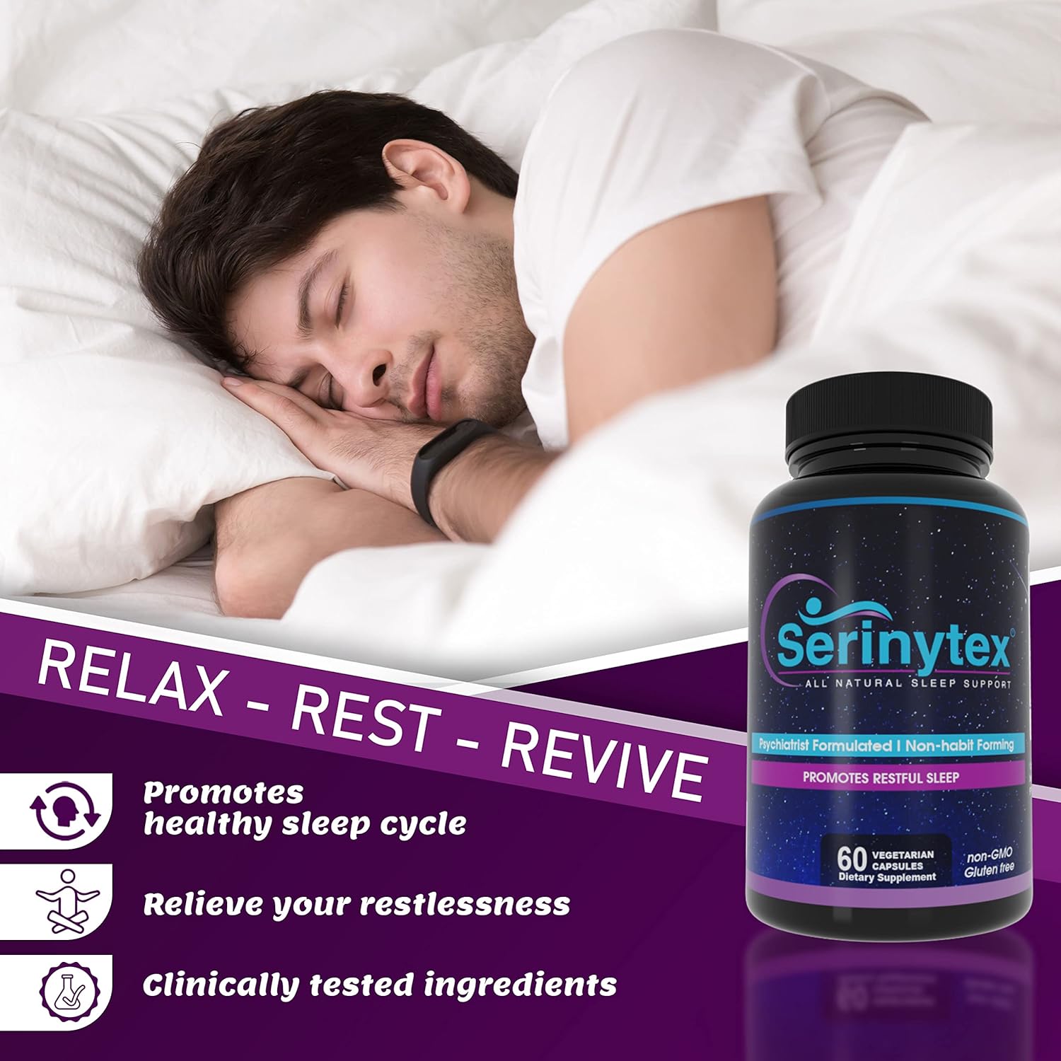 Natural Sleep Aid Supplement Formulated by Psychiatrists - SERINYTEX Sleep