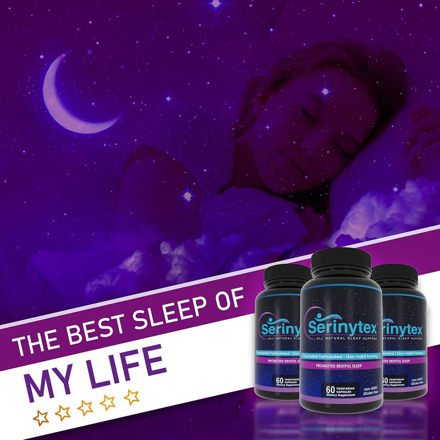 Natural Sleep Aid Supplement Formulated by Psychiatrists - SERINYTEX Sleep