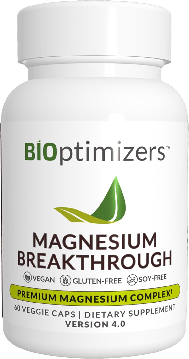 Natural Sleep and Brain Supplement with 7 Forms of Magnesium - BiOptimizers Magnesium Breakthrough 4.0 - 60 Capsules