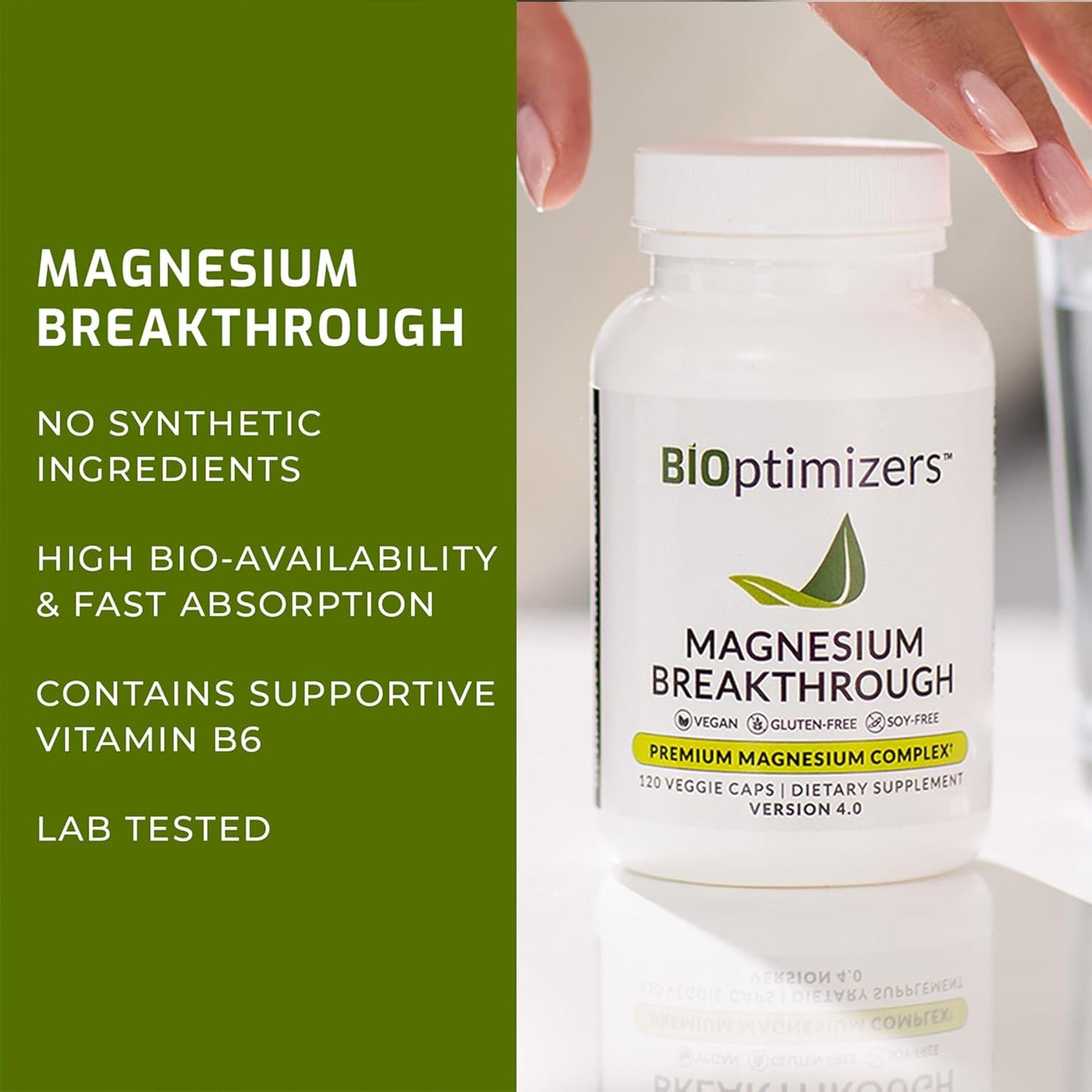 Natural Sleep and Brain Supplement with 7 Forms of Magnesium - BiOptimizers Magnesium Breakthrough 4.0 - 60 Capsules