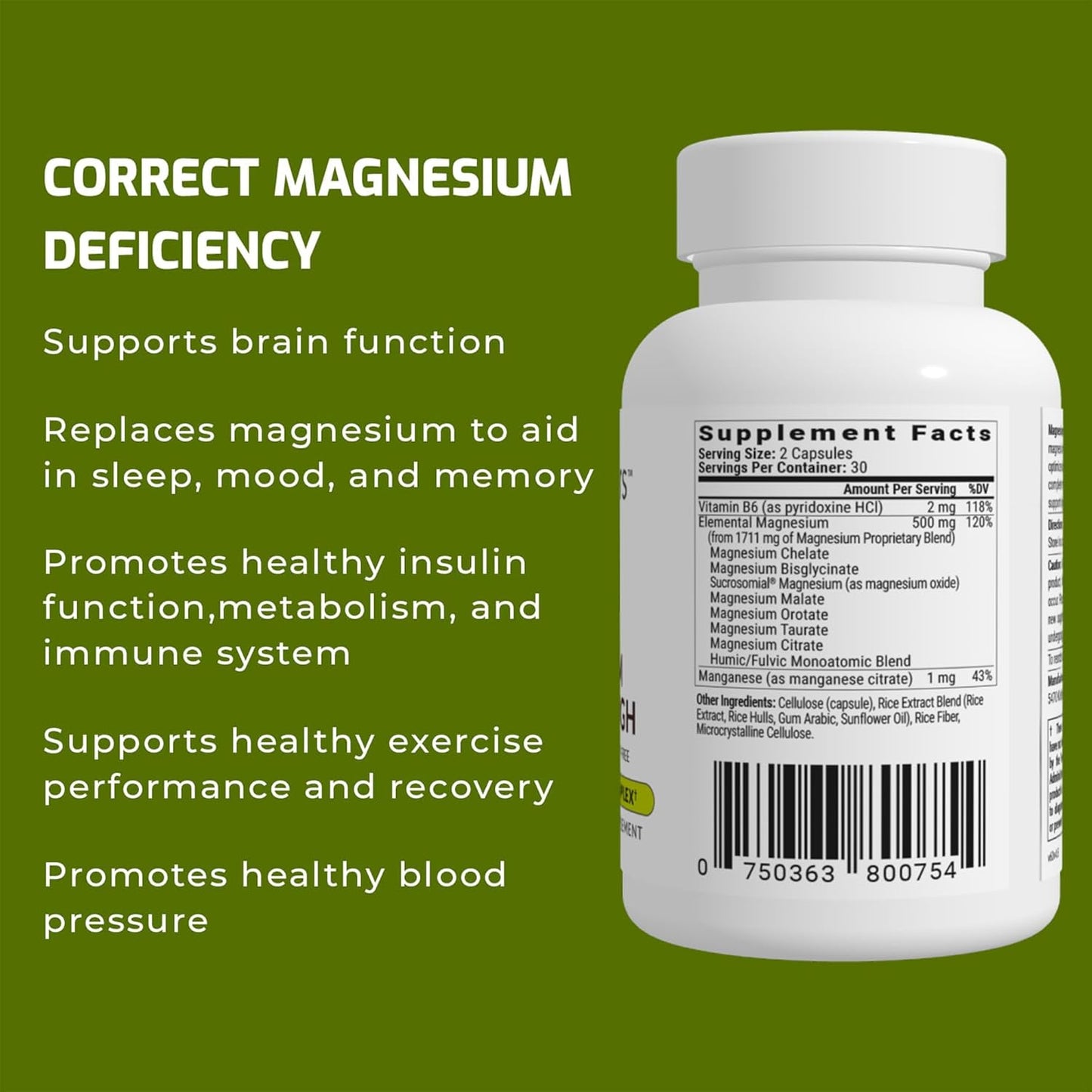Natural Sleep and Brain Supplement with 7 Forms of Magnesium - BiOptimizers Magnesium Breakthrough 4.0 - 60 Capsules