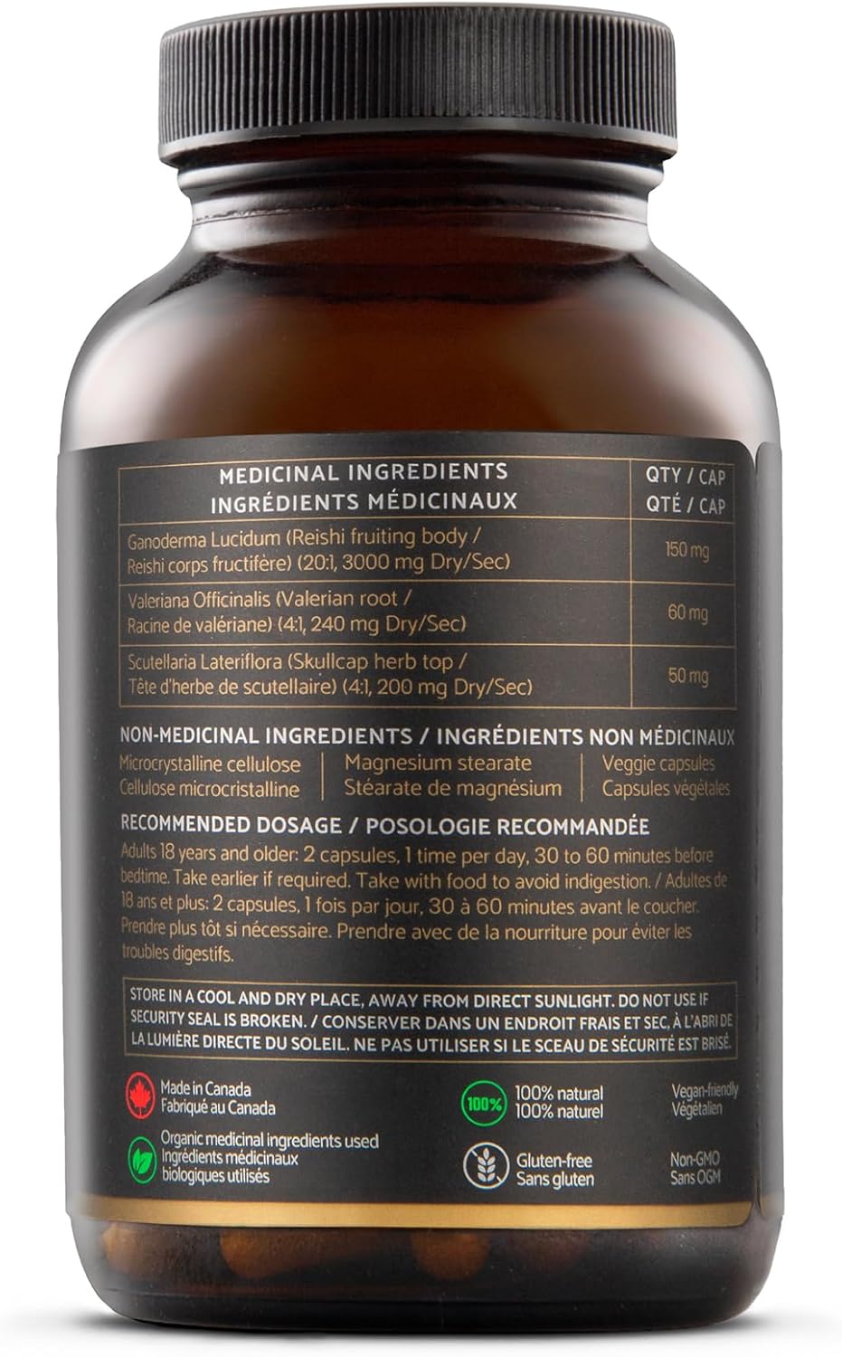 Natural Sleep Supplement with Reishi, Valerian Root, and Skullcap for Long-Term Sleep Regulation - 60 Capsules