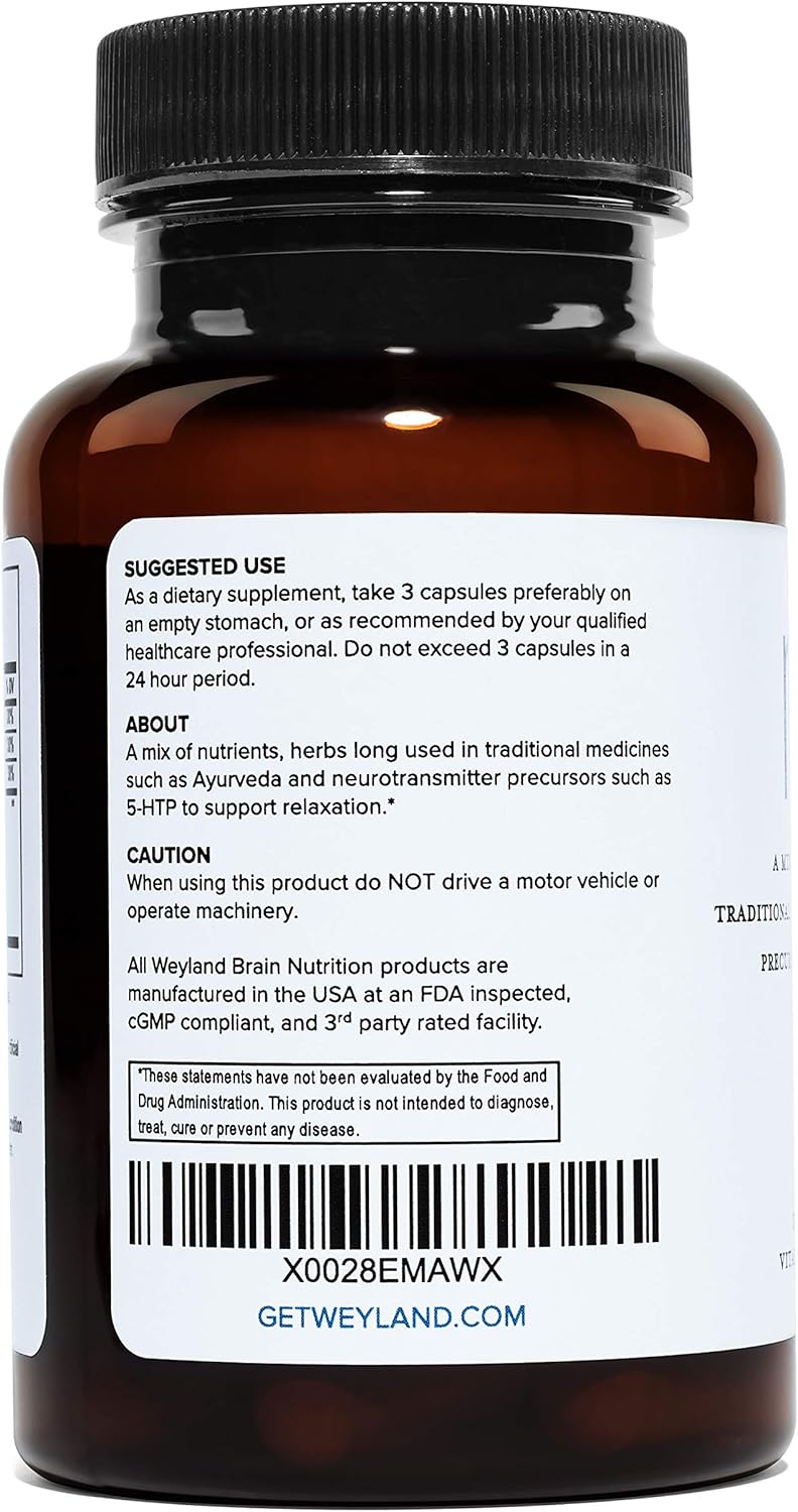 Natural Sleep Support Supplement with GABA, L-Theanine, Valerian Root, 5-HTP, Lemon Balm - 30 Vegetarian Capsules for Relaxation and Calmness