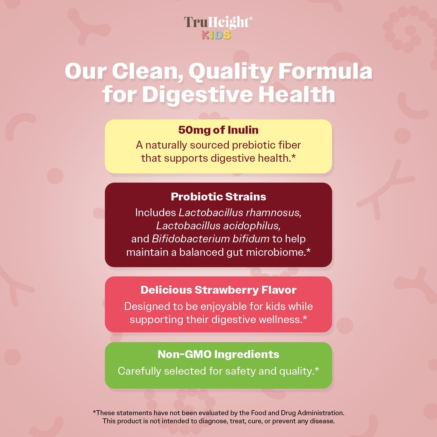 Natural Strawberry Flavored Prebiotic & Probiotic Gummies for Kids 2+, Digestive & Immune Support, Pediatric Recommended Supplement