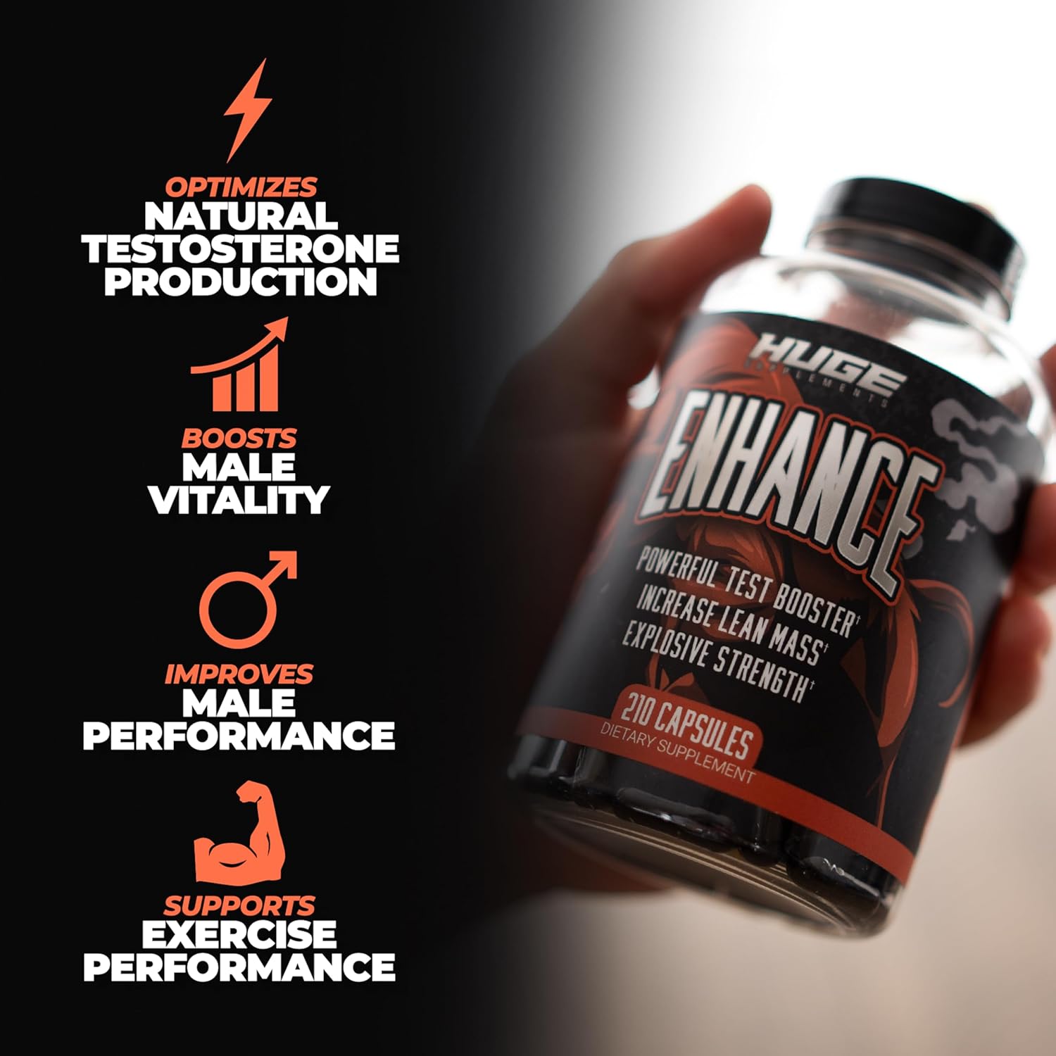 Natural Strength & Stamina Enhancer for Men - Enhance Strength, Size & Stamina - 240 Capsules - Huge Supplements