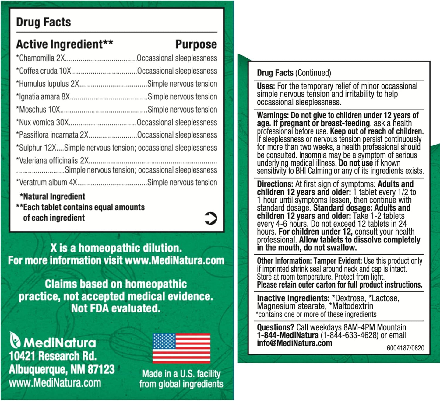 Natural Stress Relief Blend with Passionflower, Chamomile, & Valerian Root - Supports Calm Mood & Sleep - 100 Tablets