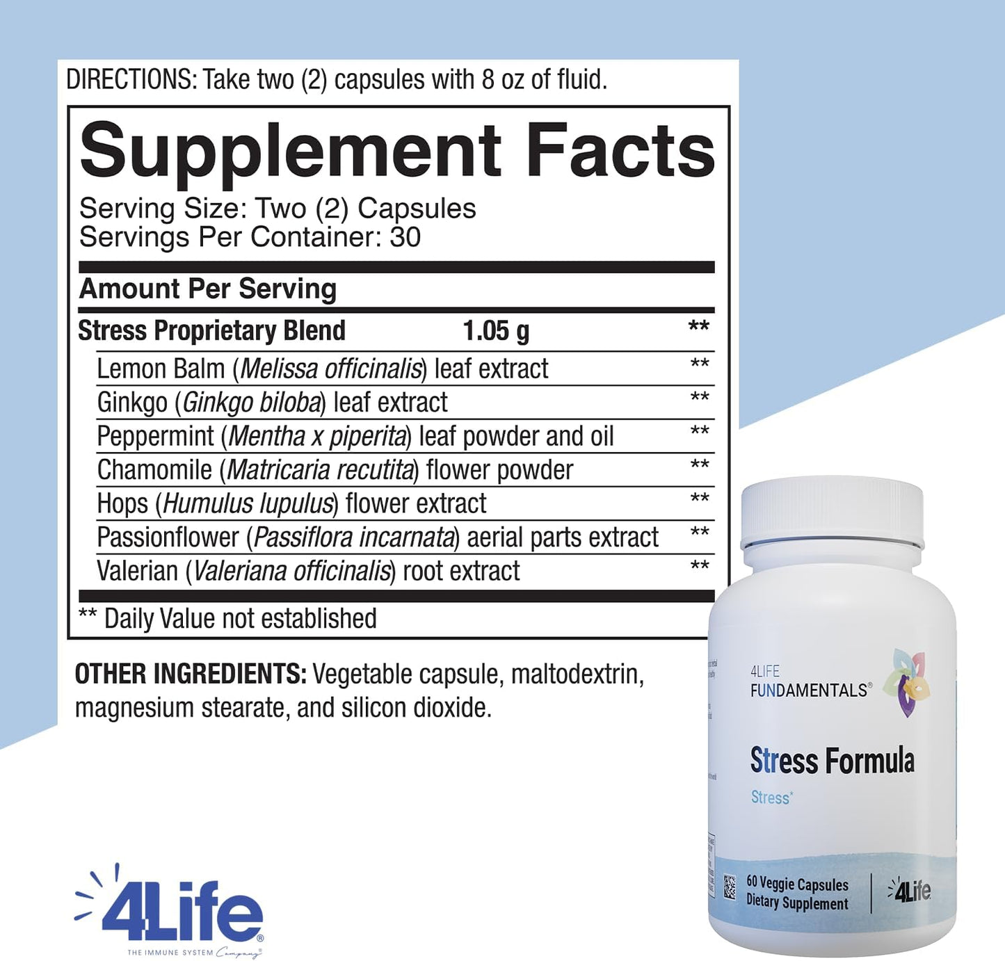 Natural Stress Relief Dietary Supplement with Lemon Balm, Chamomile, and Valerian Root - 60 Capsules for Sleep and Nervous System Support
