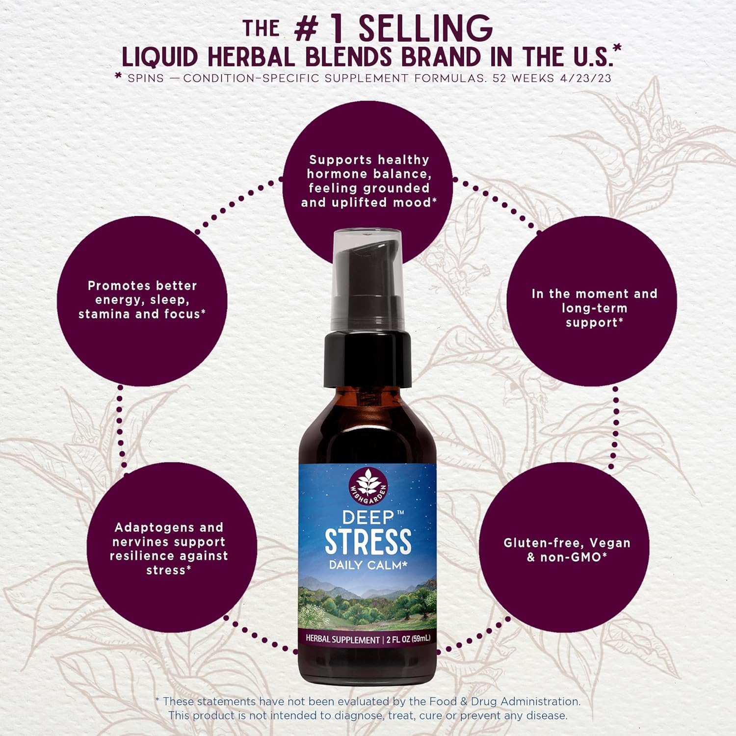 Natural Stress Relief Supplement with Ashwagandha Root - Herbal Tincture for Adrenal Support - Fast-Acting Liquid Formula with Adaptogens - 4oz