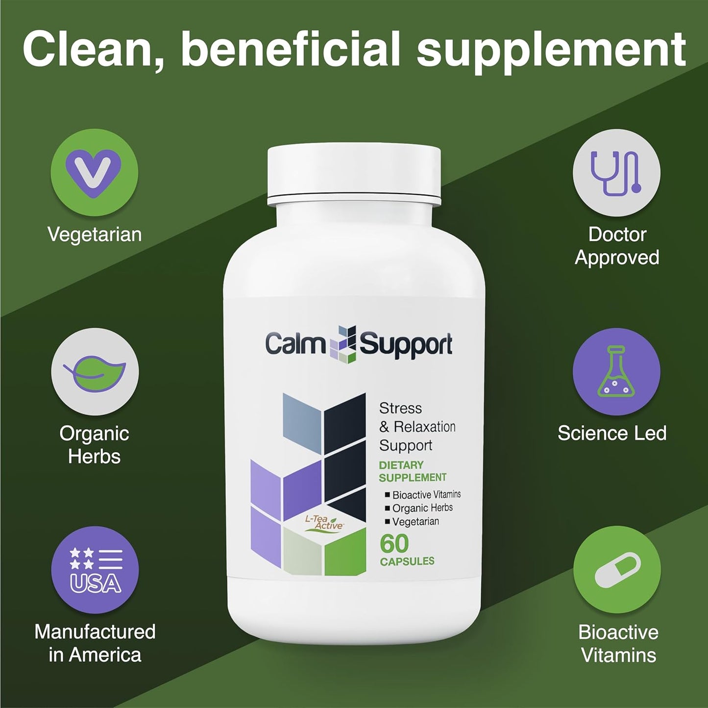Natural Stress Relief Supplement with Ashwagandha, Passion Flower, and Valerian Root - Calming Support for Relaxation and Anxiety - 13 Vitamins and Minerals for Mental Wellness