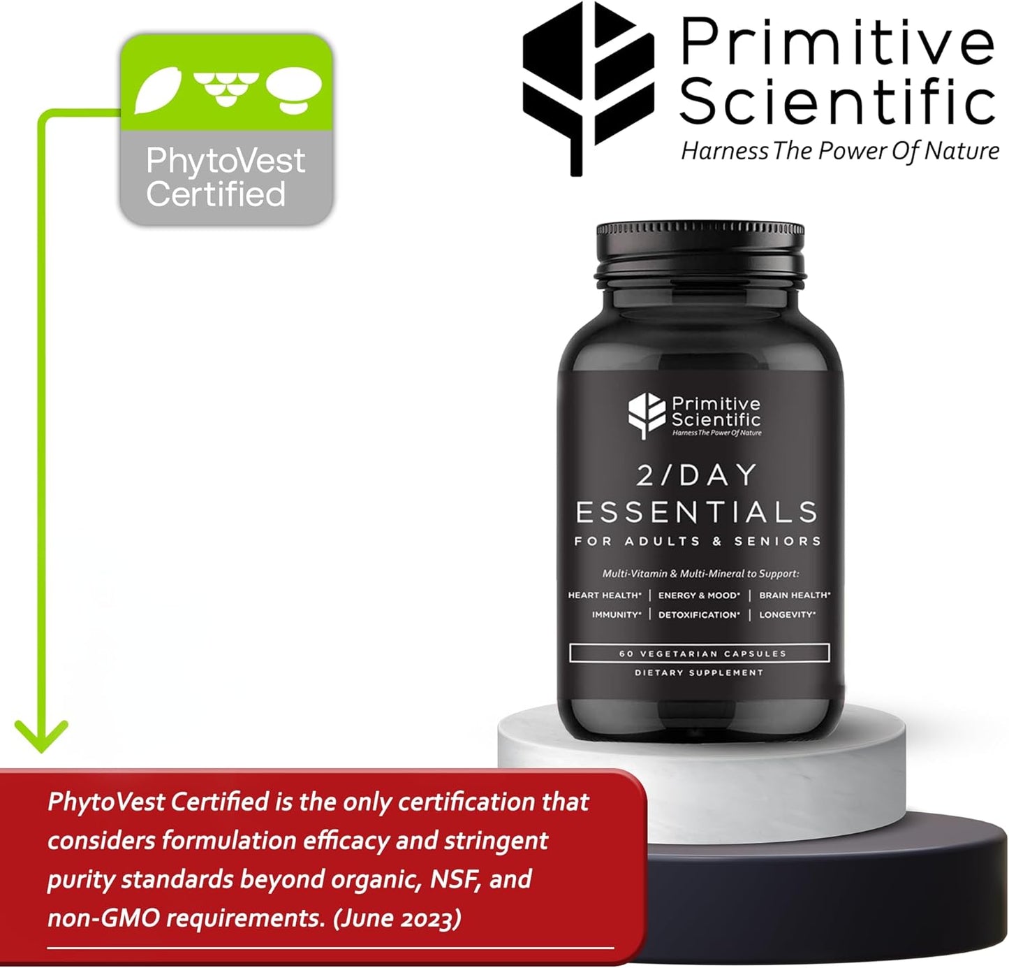 Natural Sugar-Free Whole Food Multivitamins for Adults & Seniors - 2X Daily with Vitamin A, C, D3 - 60 Capsules (30 Servings)