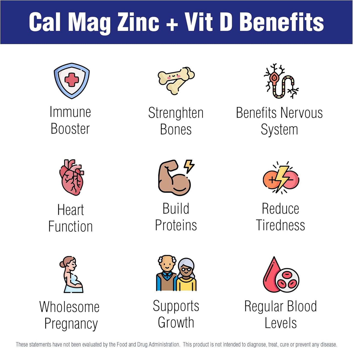 Natural Systems Naturasys Calcium Magnesium Zinc Vitamin D Supplement - 60 Tablets for Immune Support