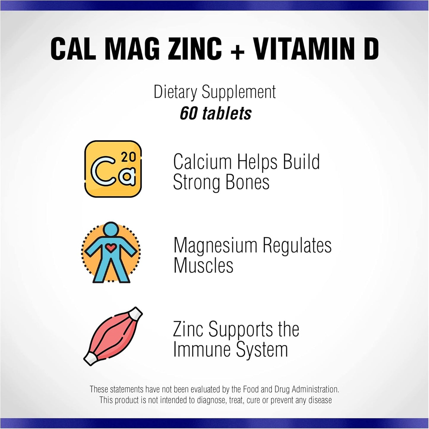 Natural Systems Naturasys Calcium Magnesium Zinc Vitamin D Supplement - 60 Tablets for Immune Support