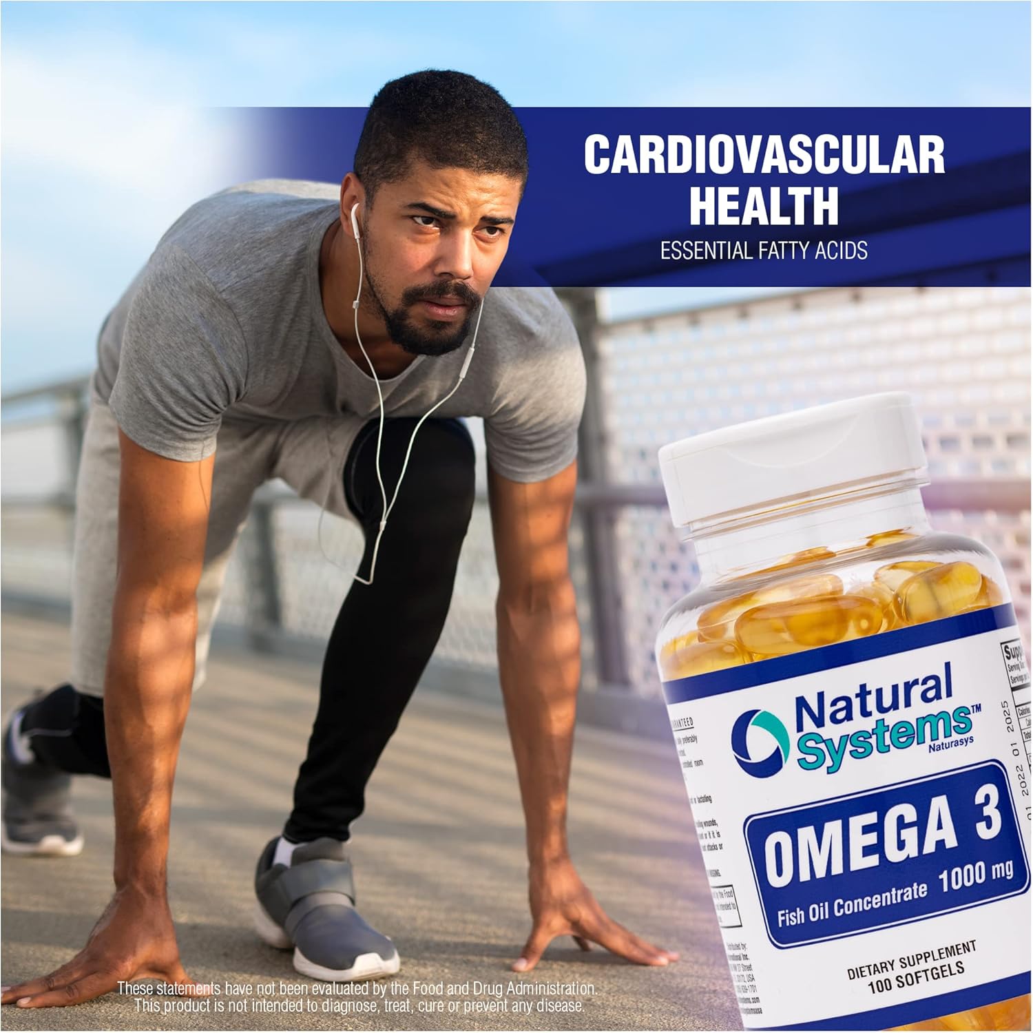 Natural Systems Naturasys Omega 3 1000mg Fish Oil Softgels - Concentrated Supplements for Heart, Eye, Brain, and Joint Support - EPA & DHA Capsules for Daily Diet - 100 Count