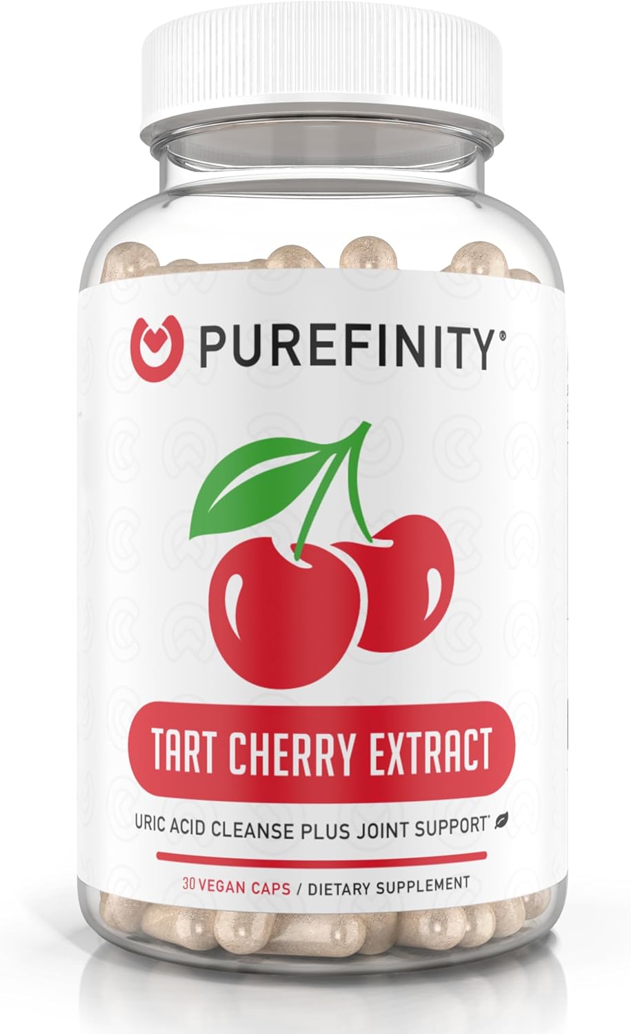 Natural Tart Cherry Capsules for Joint & Muscle Comfort - Uric Acid Flush & Cleanse - Non-GMO, Gluten Free, Vegan - 30 Count