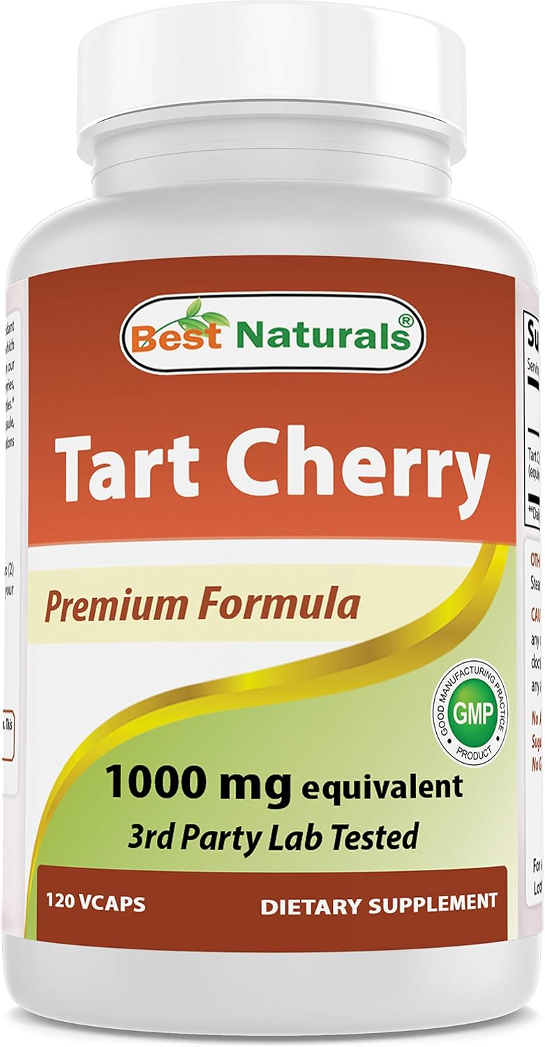 Natural Tart Cherry Extract 1000mg Capsules - Supports Healthy Uric Acid Levels, Joint Function, and Sleep Cycle - Non-GMO - 120 Count