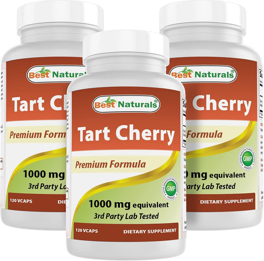 Natural Tart Cherry Extract Capsules - 1000 mg, 120 Count, Pack of 3 - Top Quality Supplement for Joint Health & Sleep Support