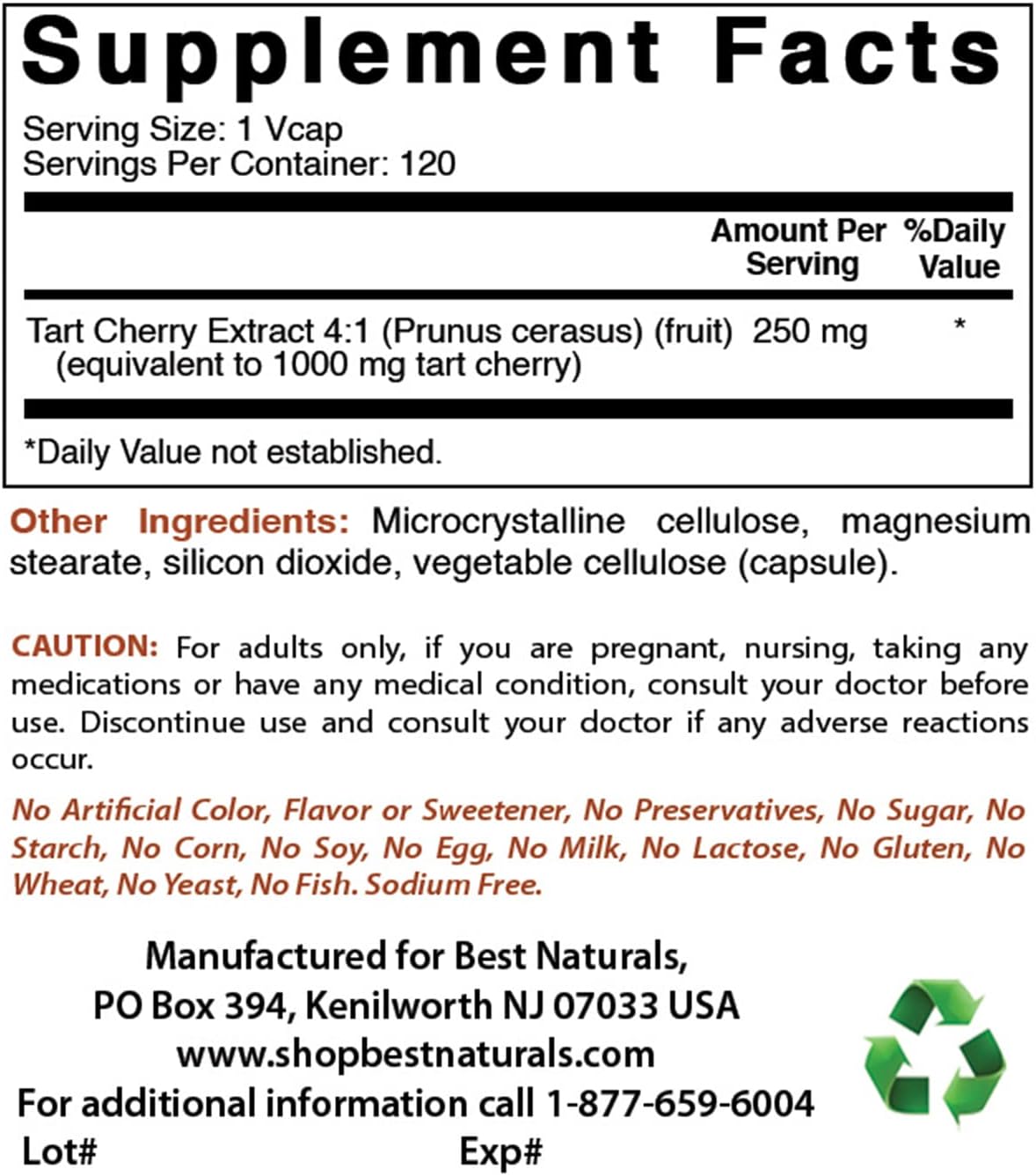 Natural Tart Cherry Extract Capsules - 1000 mg, 120 Count, Pack of 3 - Top Quality Supplement for Joint Health & Sleep Support