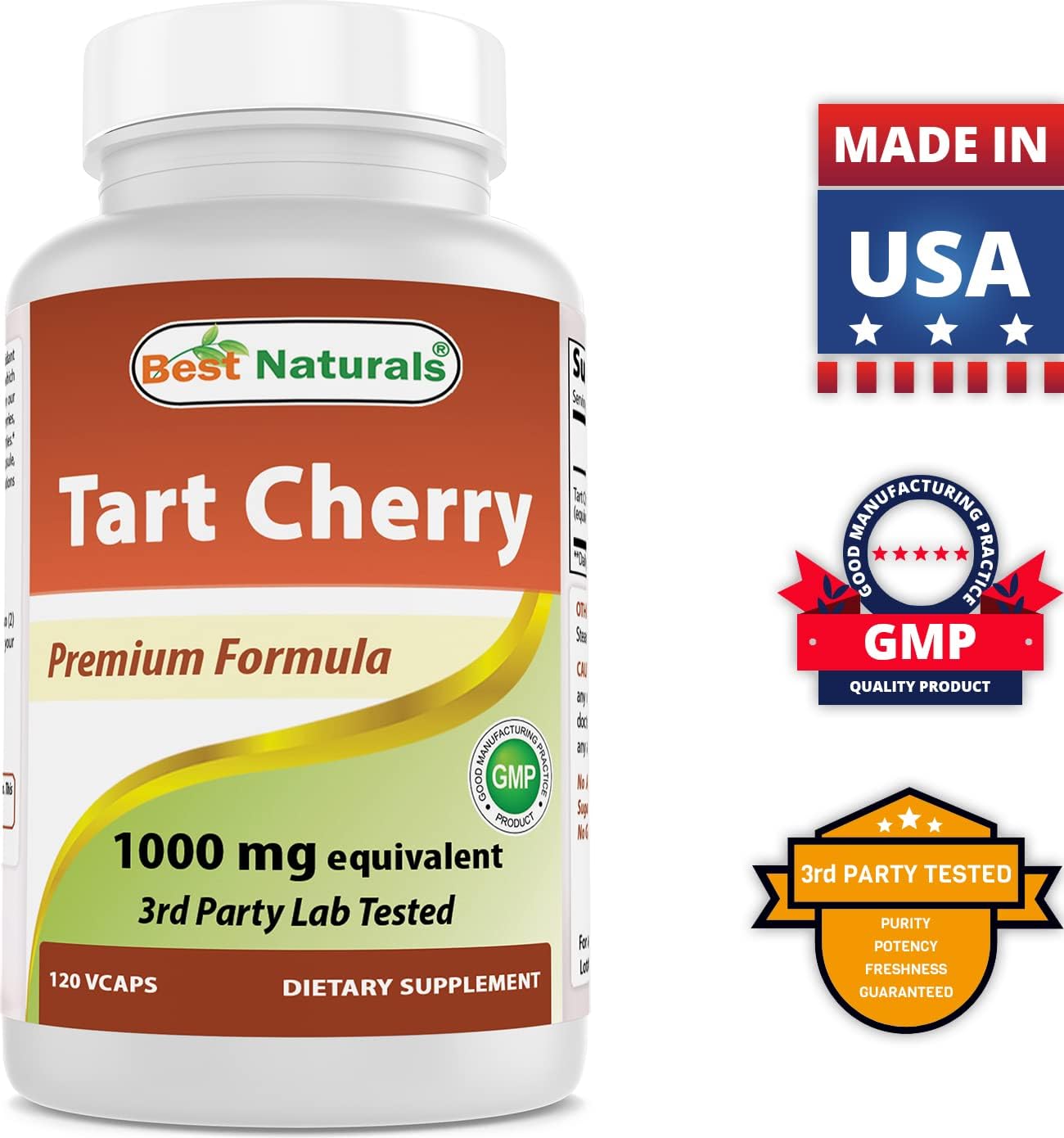 Natural Tart Cherry Extract Capsules - 1000 mg, 120 Count, Pack of 3 - Top Quality Supplement for Joint Health & Sleep Support
