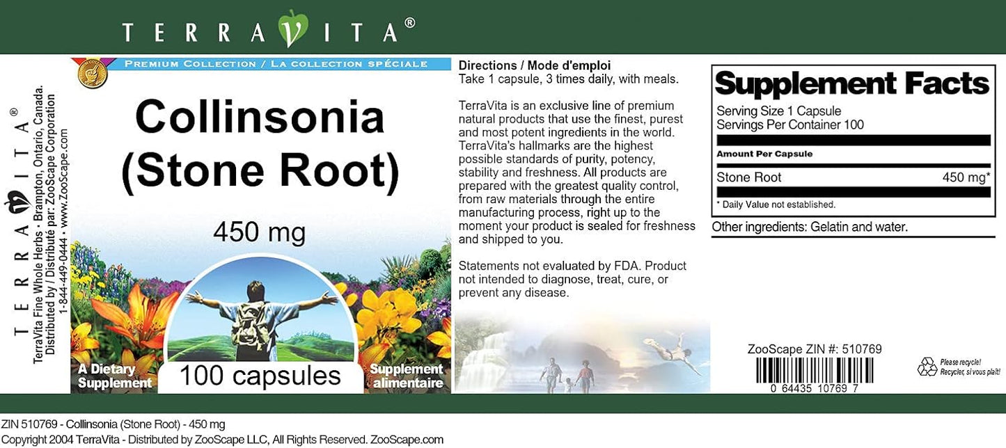 Natural Terravita Stone Root Capsules - 450 mg (100 Count, ZIN: 510769)