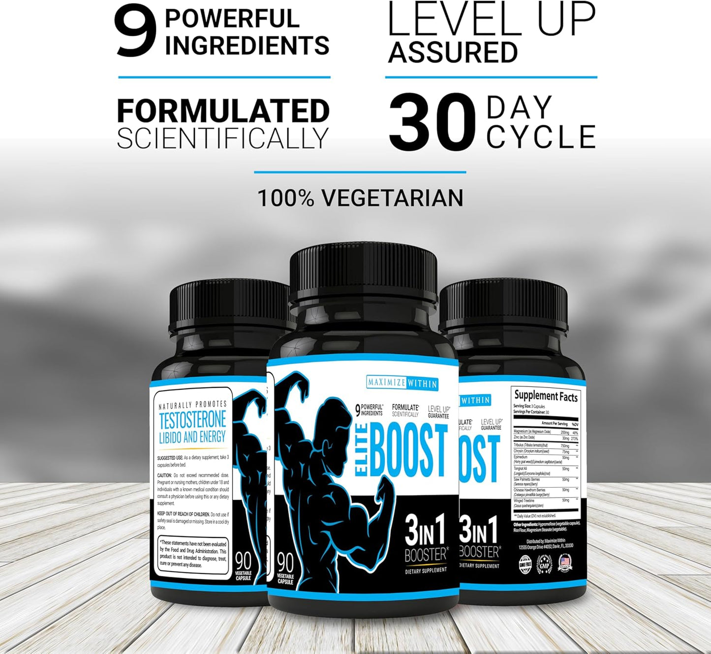 Natural Testosterone Libido & Energy Booster for Muscle Mass & Stamina - Veggie Capsules