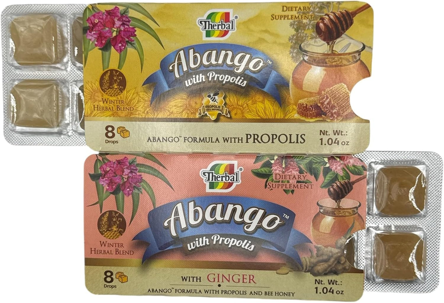 Natural Therbal Abango Tea with Propolis, Echinacea, and Vitamin C - 25 Tea Bags + 16 Cough Drops - Herbal Dietary Supplement