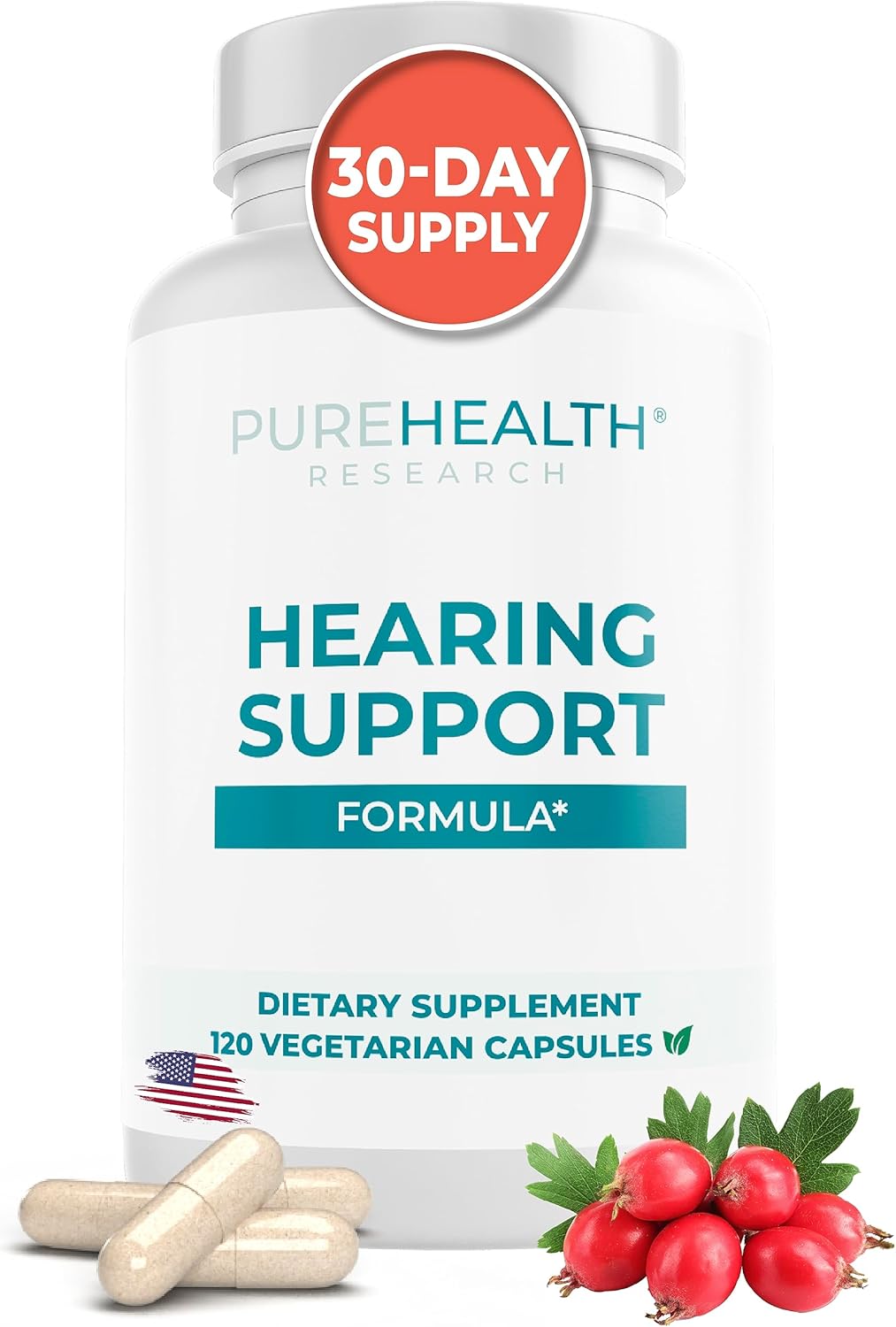 Natural Tinnitus Relief Formula with Flavonoids & Vitamins - Hearing Support Supplement for Ringing Ears - 1 Bottle by PUREHEALTH RESEARCH