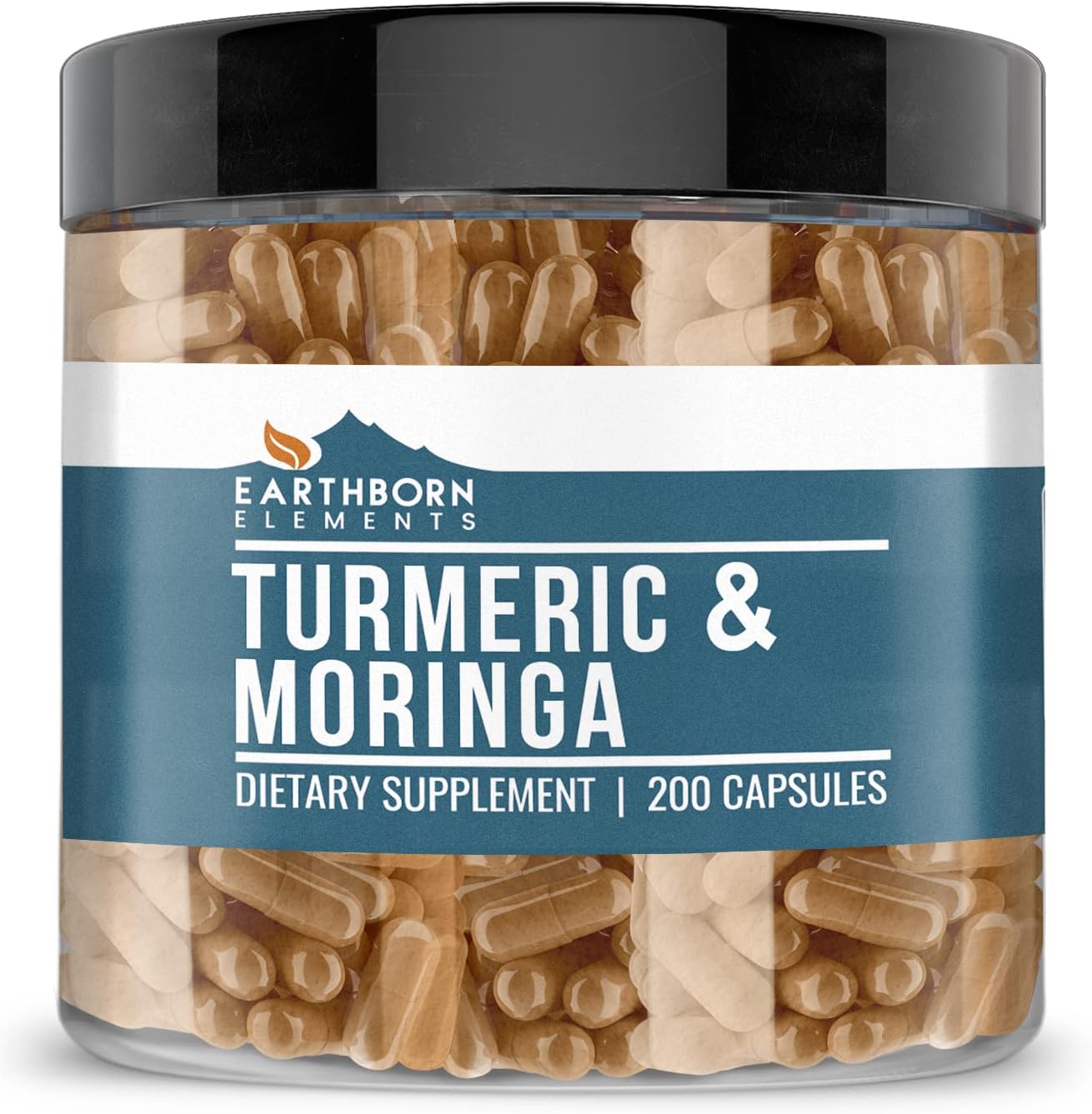 Natural Turmeric and Moringa Capsules - 200 Count, Additive-Free and Pure