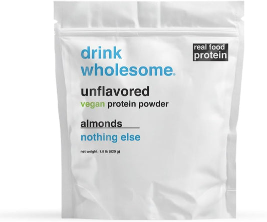 Natural Unflavored Almond Protein Powder for Sensitive Stomachs - Vegan, Gut Friendly, No Artificial Sweeteners - Low Sodium, Paleo, Safe for Kids & Seniors